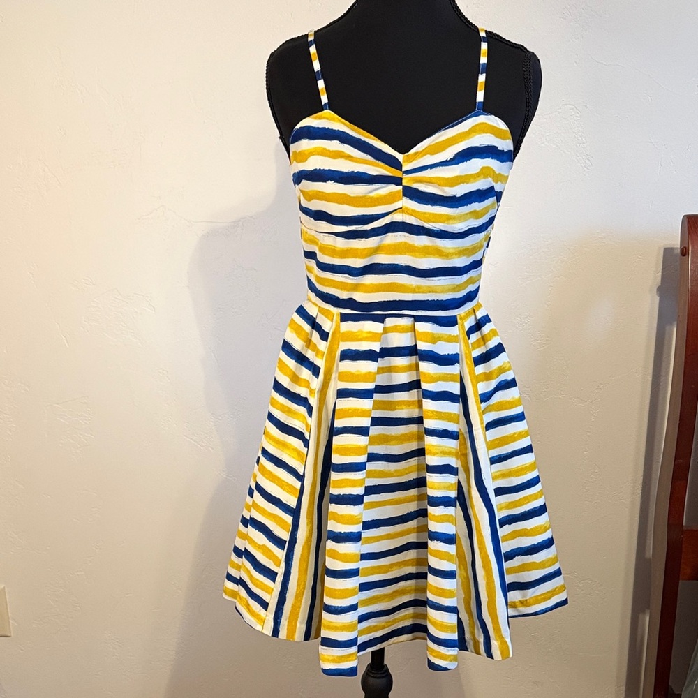 Jack by BB Dakota Yellow and Blue Striped Mini Dress